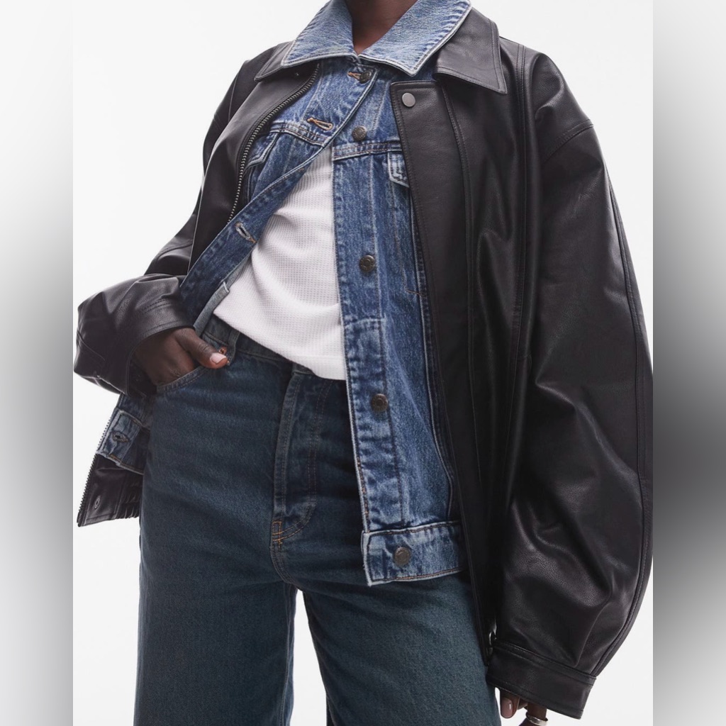 Topshop / Faux Leather Bomber Jacket / Large